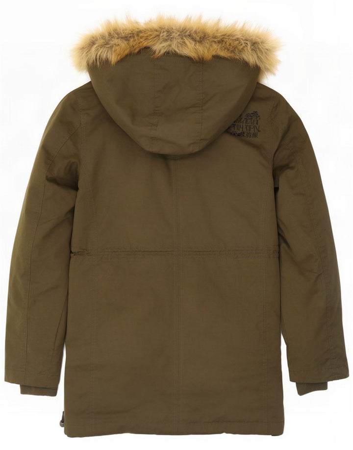 Женская куртка-парка с капюшоном Superdry UK 16, большой полиэстер цвета хаки