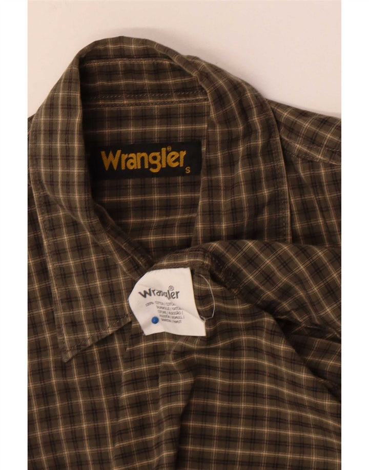 Мужская рубашка Wrangler, маленький цвет хаки, хлопок в клетку