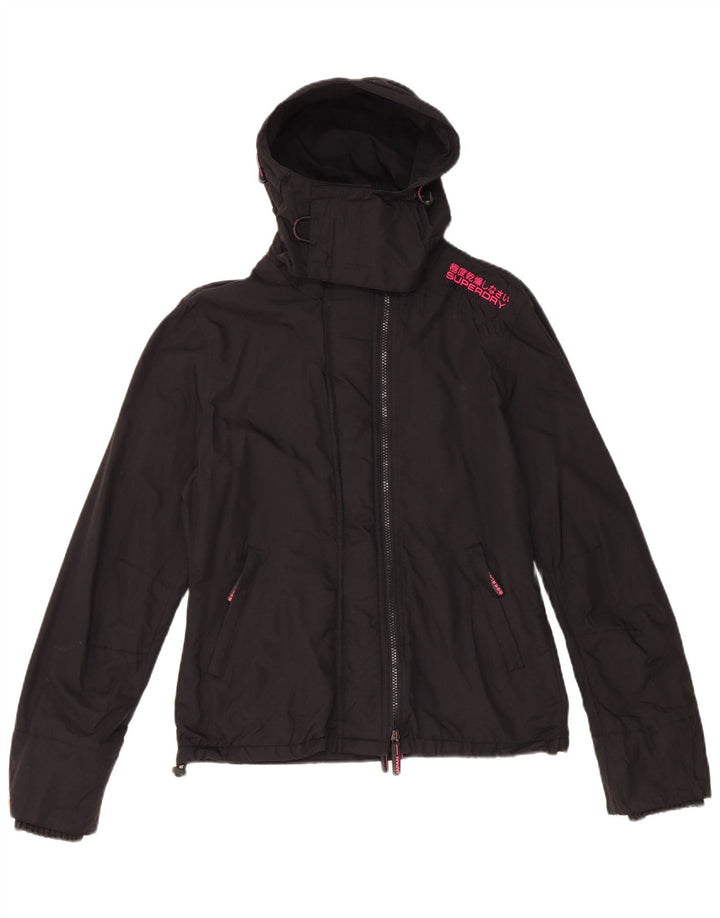 Женская ветровка с капюшоном Superdry UK 14, средний черный нейлон