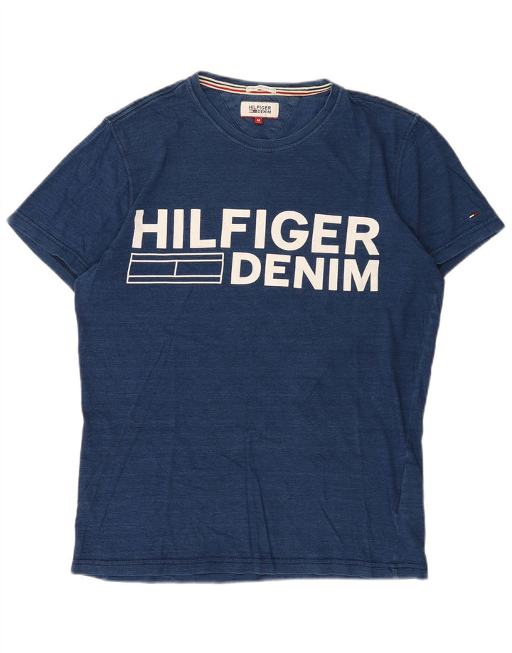 Tommy Hilfiger Мужская футболка с рисунком Топ среднего размера, темно-синий, хлопок