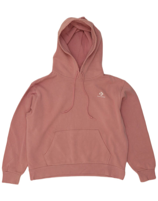 Женский джемпер с капюшоном Converse Oversized UK 14, хлопок среднего розового цвета