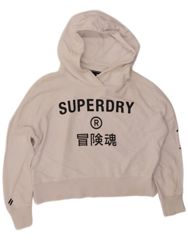 SUPERDRY Женский укороченный джемпер с капюшоном большого размера UK 10, маленький белый