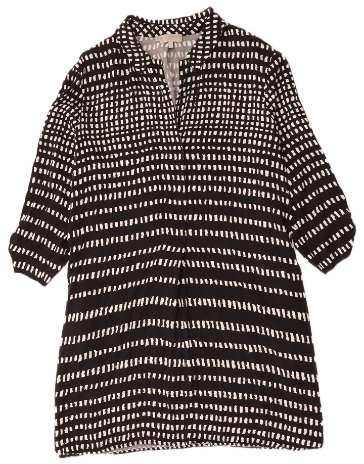 Женское базовое платье Hobbs с рукавом 3/4, Великобритания, 18 XL, черное, вискоза с геометрическим рисунком