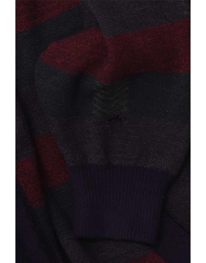 Мужской кардиган-свитер PIERRE SANGAN XL темно-синий в полоску из шерсти