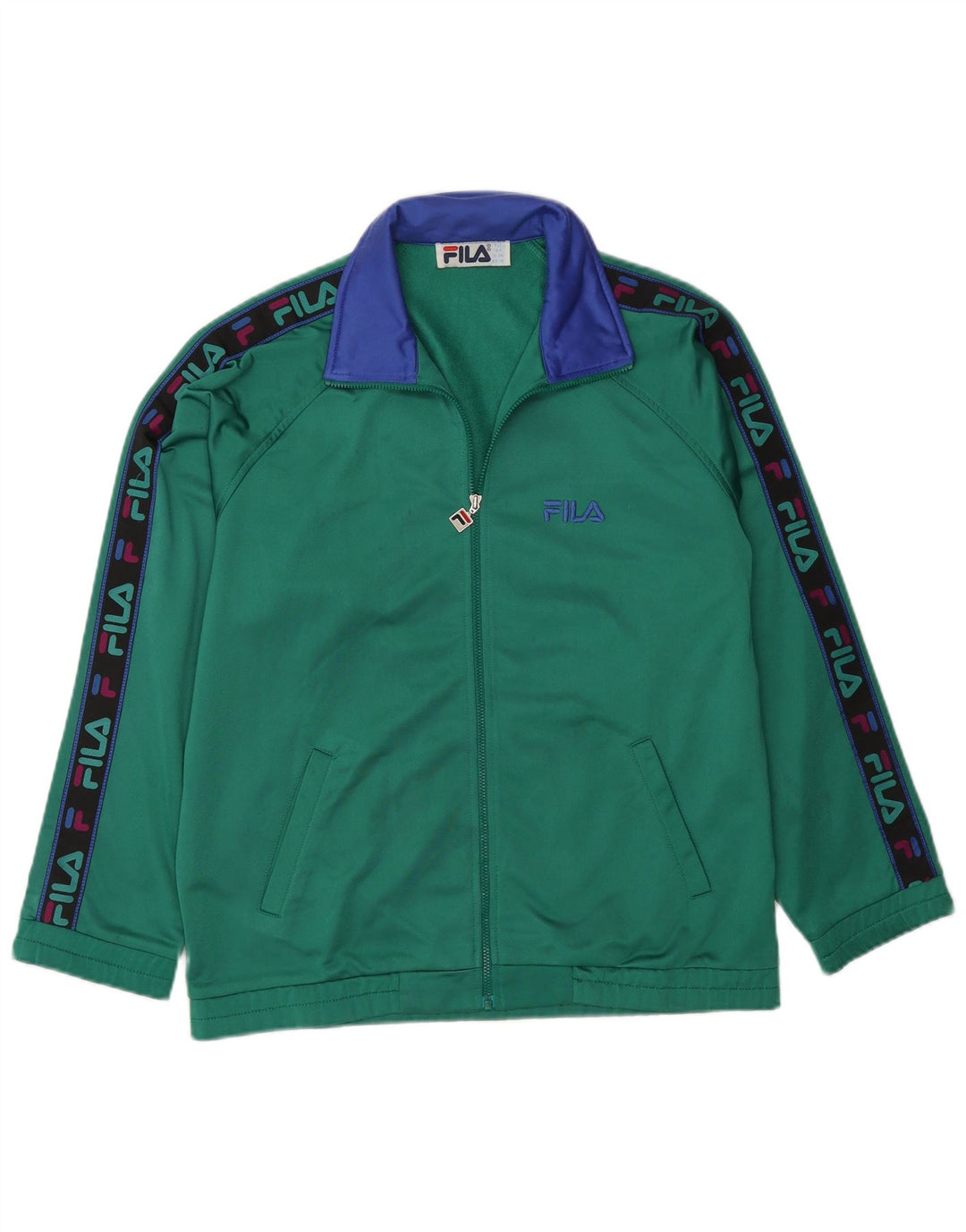 FILA Boys Graphic Tracksuit Top Jacket 13-14 Years Green Colourblock