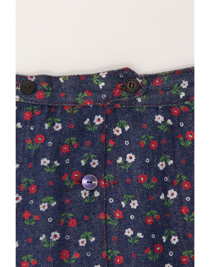 VINTAGE Womens Denim Skirt W28 Medium Navy Blue Floral Vintage Vintage and Second-Hand Vintage from Messina Hembry 