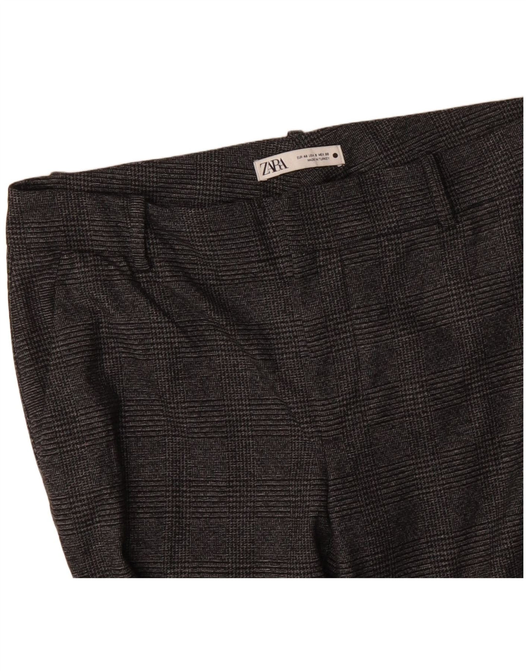 Женские узкие костюмные брюки ZARA EU 40, средние W30 L29, серый полиэстер в клетку