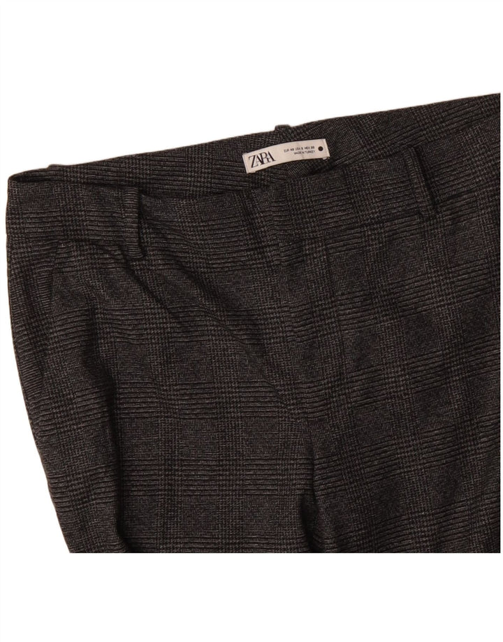 Женские узкие костюмные брюки ZARA EU 40, средние W30 L29, серый полиэстер в клетку
