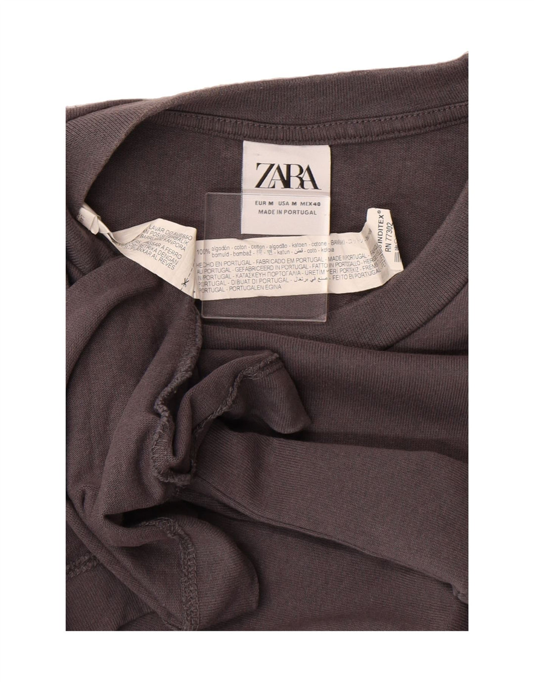 ZARA Mens T-Shirt Top Medium Grey Cotton Vintage Zara and Second-Hand Zara from Messina Hembry 