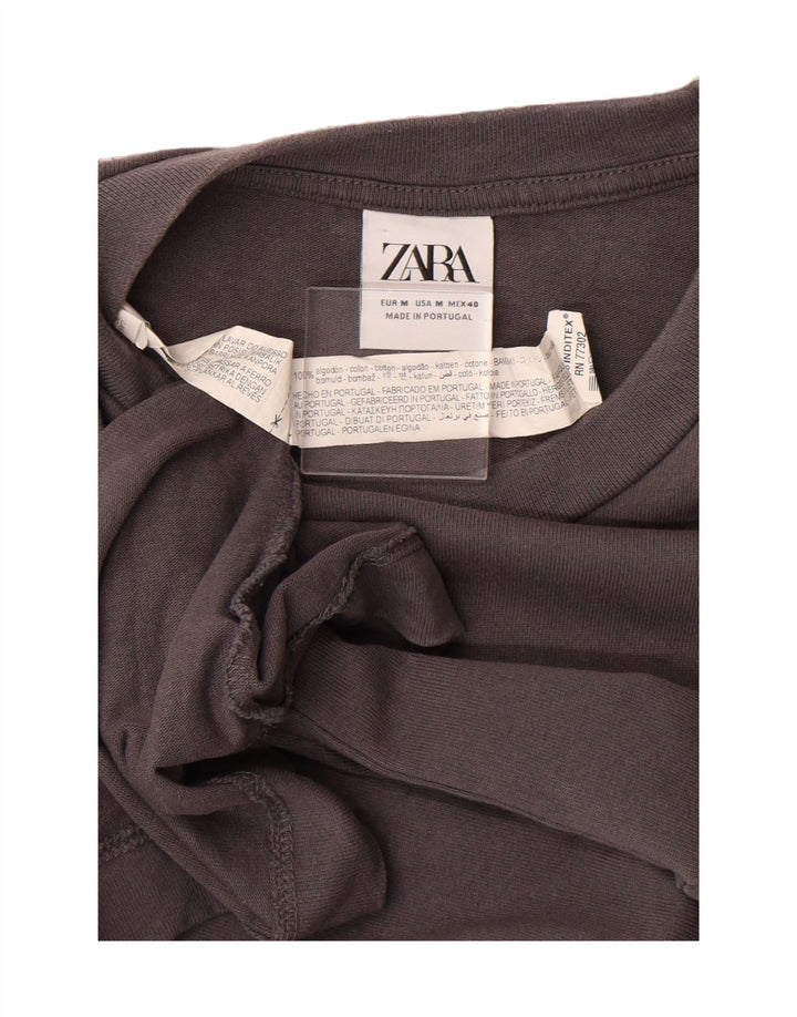 ZARA Mens T-Shirt Top Medium Grey Cotton Vintage Zara and Second-Hand Zara from Messina Hembry 
