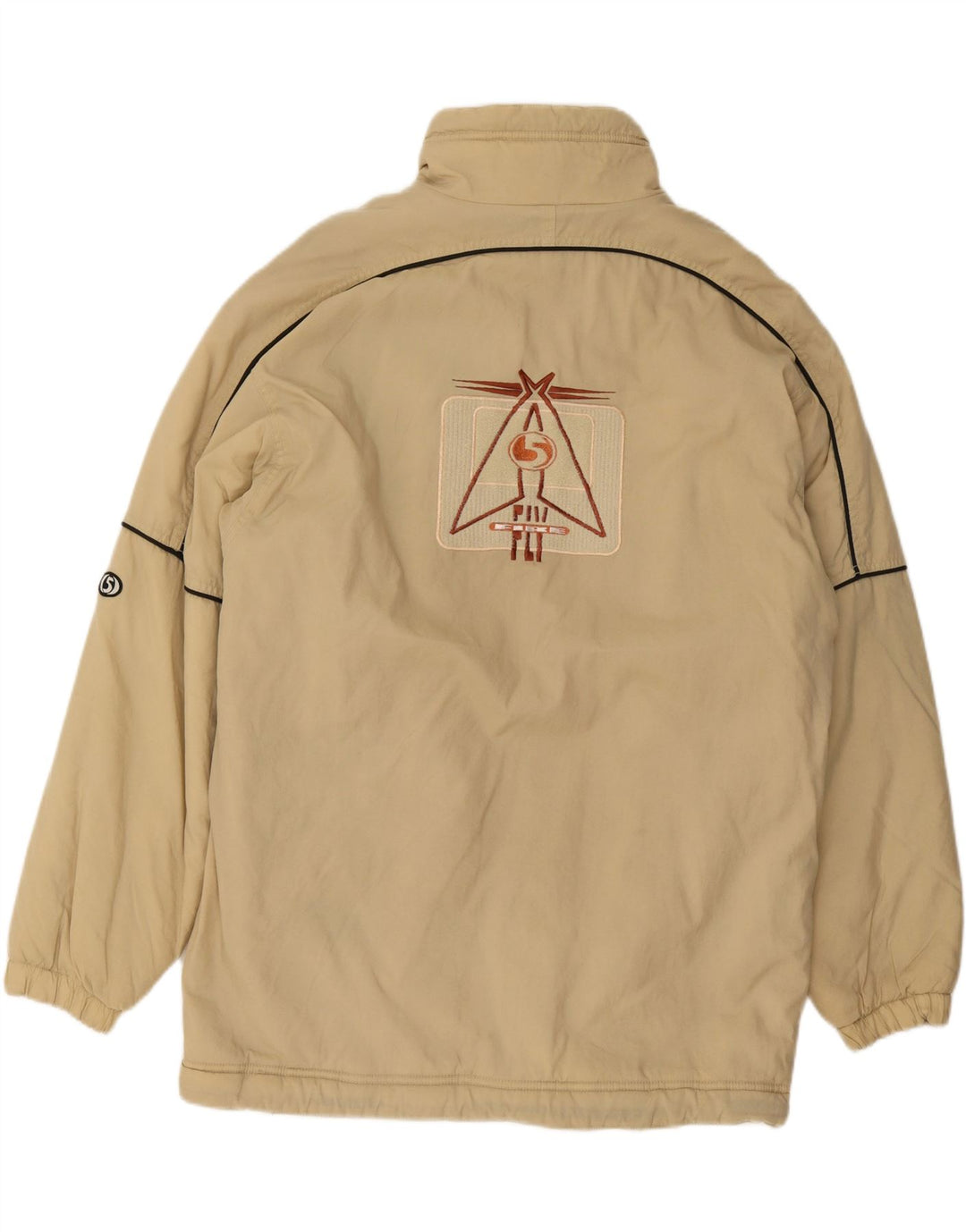 ETIREL Mens Graphic Windbreaker Jacket UK 40 Large Beige Nylon Vintage Etirel and Second-Hand Etirel from Messina Hembry 