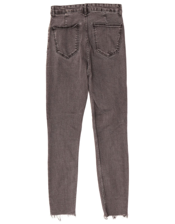 Женские укороченные джинсы скинни с высокой талией Zara EU 38, маленькие W28 L25, черный хлопок