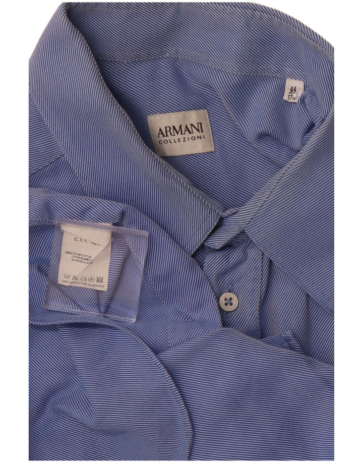 ARMANI COLLEZIONI Мужская рубашка, размер 44 17 1/2 XL, синяя хлопковая полоска