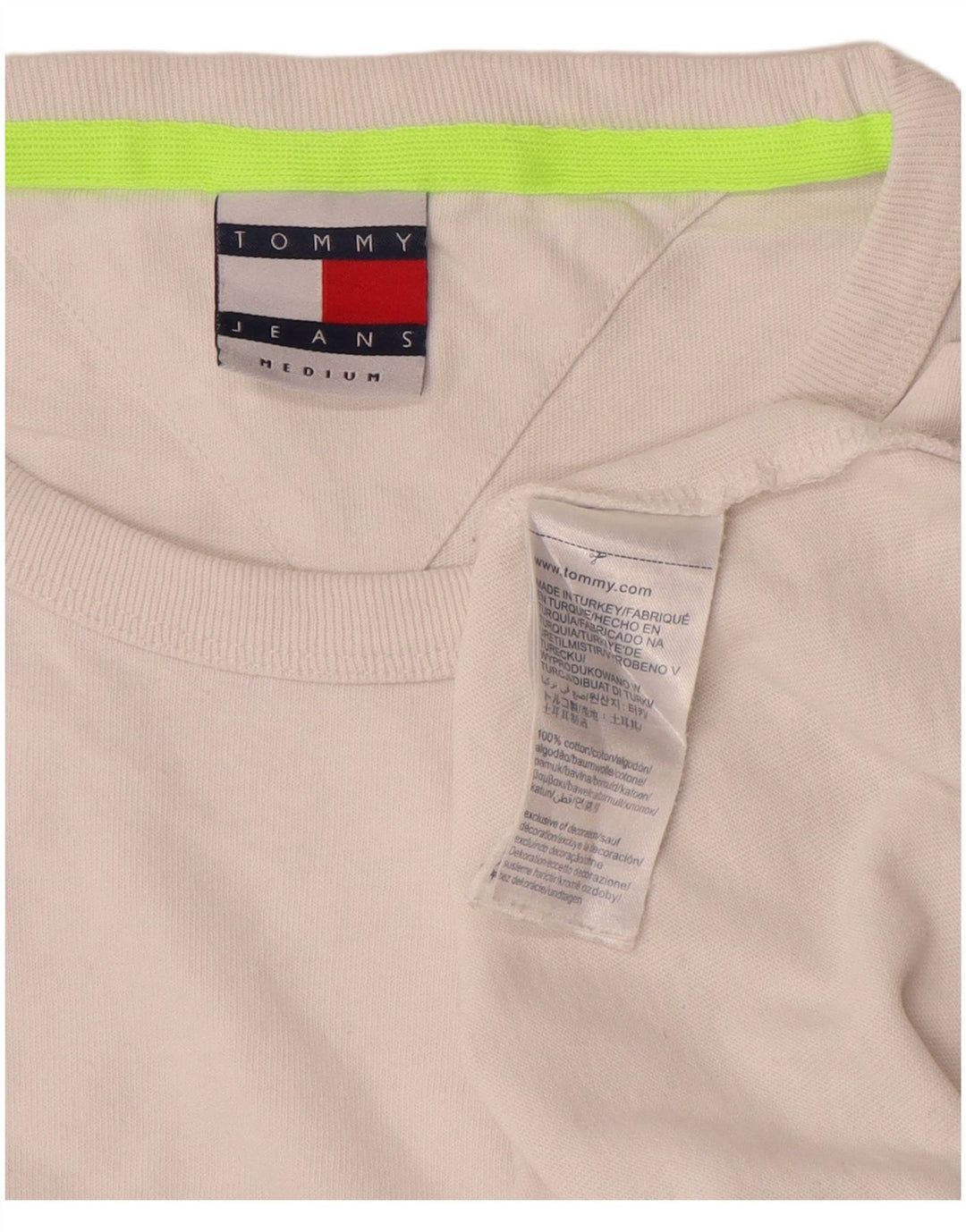 Tommy Hilfiger Мужская футболка с рисунком Топ среднего размера, белый хлопок