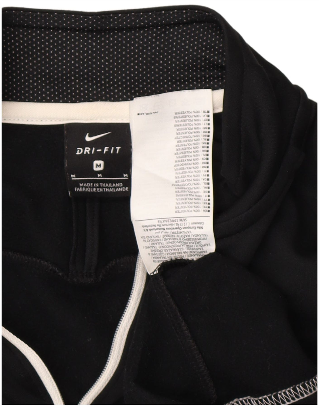 Мужской пуловер с воротником на молнии NIKE Dri Fit, спортивный костюм среднего размера, черный с цветными блоками