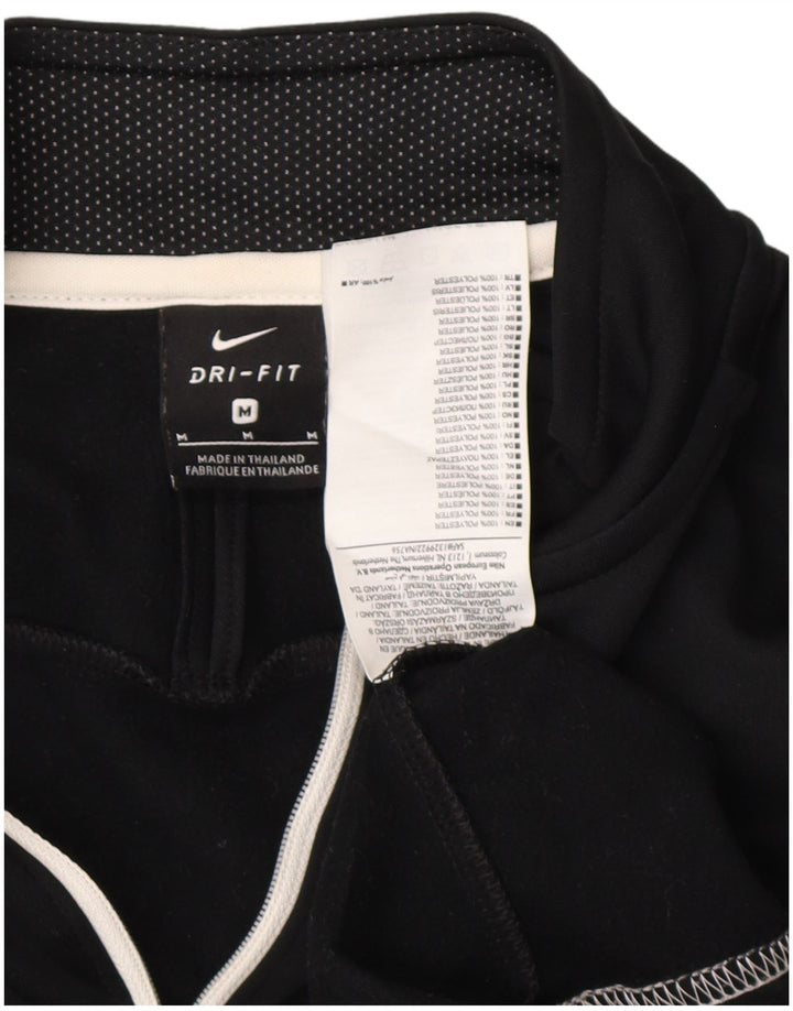 Мужской пуловер с воротником на молнии NIKE Dri Fit, спортивный костюм среднего размера, черный с цветными блоками