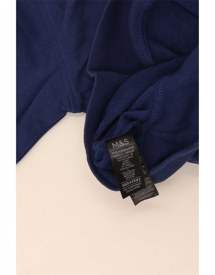 Мужской свитер Marks & Spencer, хлопковый джемпер среднего синего цвета