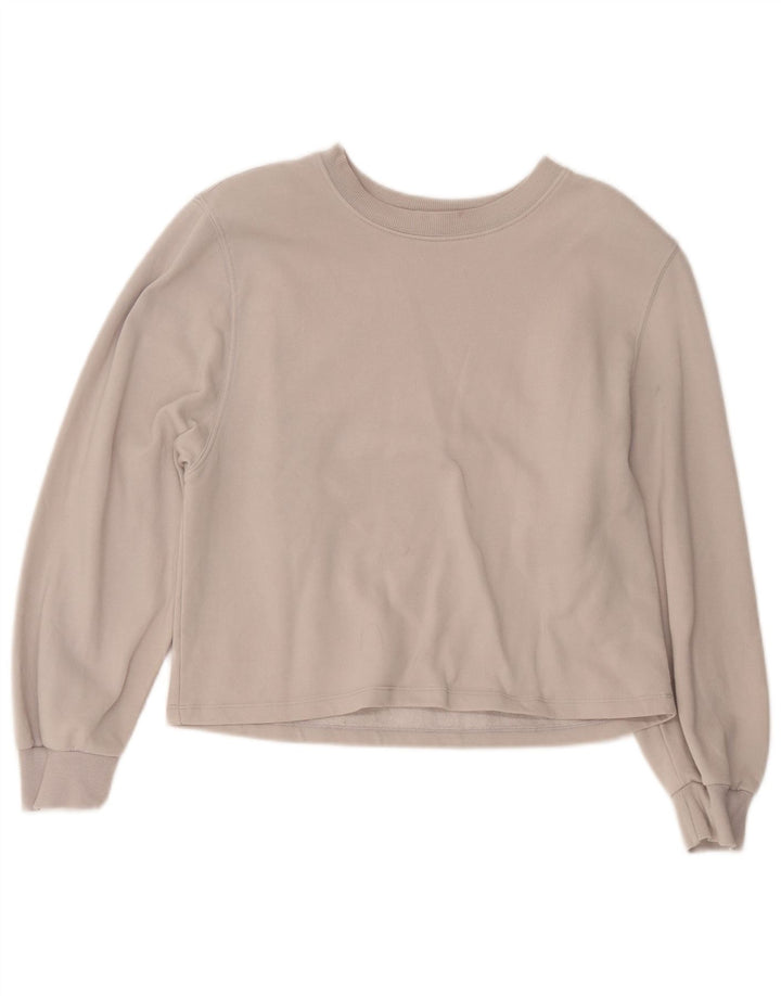 Женский укороченный свитшот Zara UK 14, хлопковый средний серый цвет