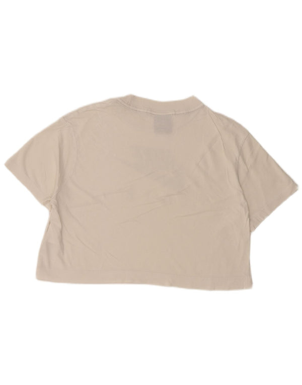 Женская укороченная футболка оверсайз с графическим рисунком NIKE, размер UK 10, маленький размер, белый хлопок