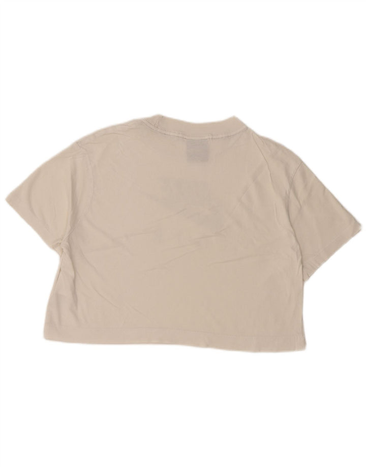 Женская укороченная футболка оверсайз с графическим рисунком NIKE, размер UK 10, маленький размер, белый хлопок