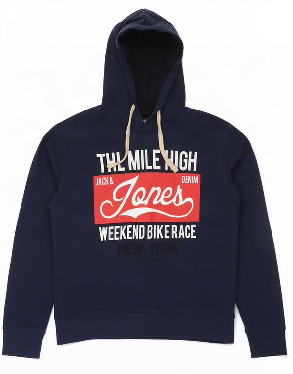 Мужской джемпер с капюшоном Jack & Jones с рисунком XL, темно-синий, хлопок