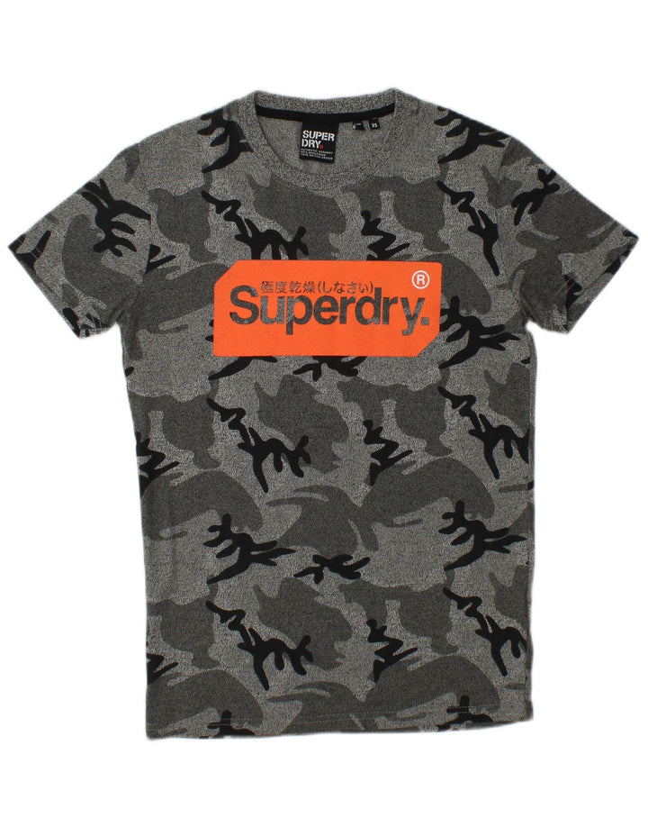 SUPERDRY Мужская футболка с рисунком Top XS Серый камуфляжный хлопок