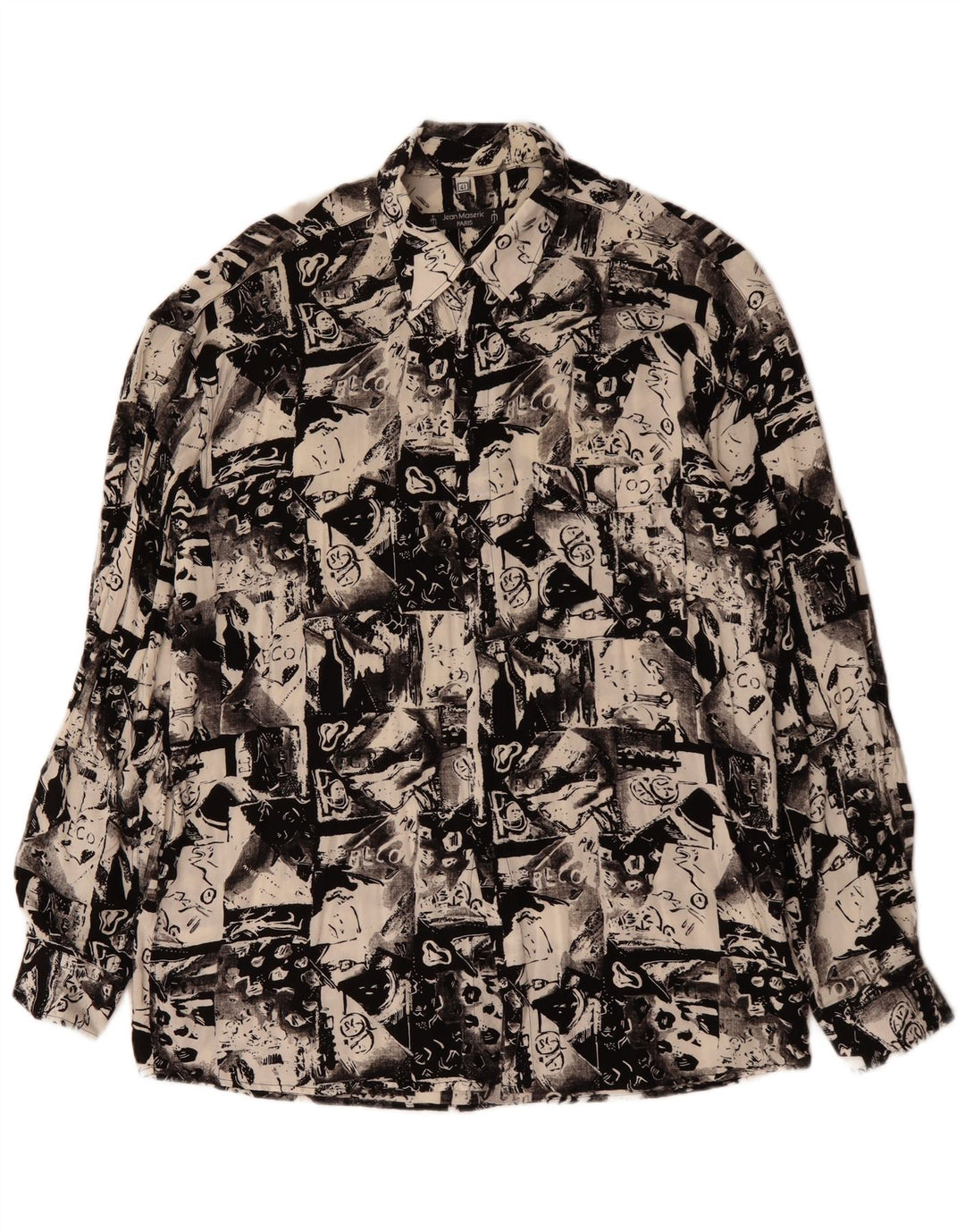 VINTAGE Мужская рубашка с абстрактным узором, размер 41, большая черная