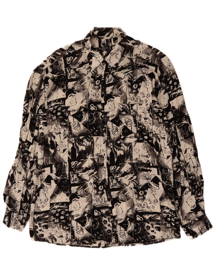 VINTAGE Мужская рубашка с абстрактным узором, размер 41, большая черная