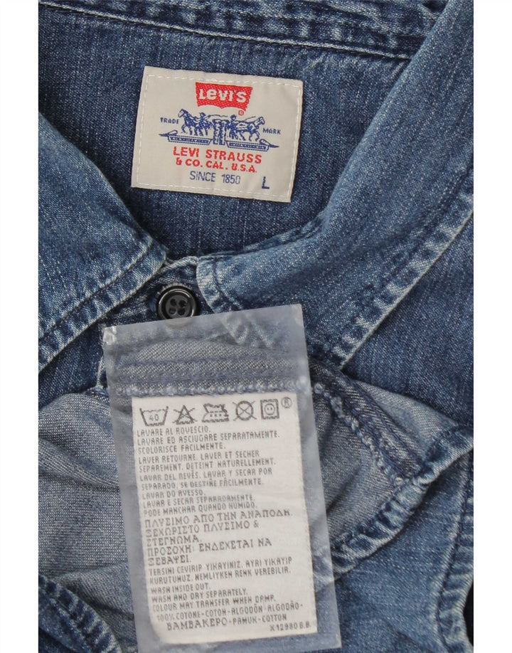 Мужская джинсовая рубашка Levi's, большая синяя хлопковая ткань
