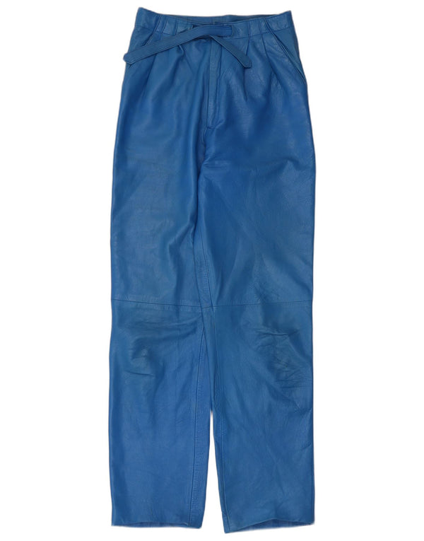 Винтажные женские кожаные брюки с ремешками IT 44 Medium W26 L30 Синие