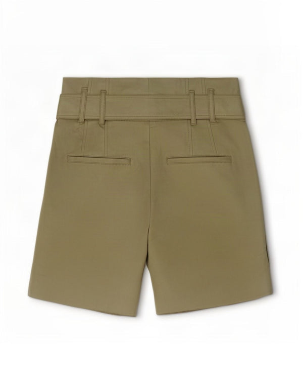 Женские шорты из искусственной кожи с высокой талией Zara XS W24, полиэстер цвета хаки