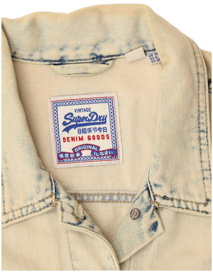 Женская джинсовая куртка SUPERDRY UK 10, маленькая, бежевый, хлопок