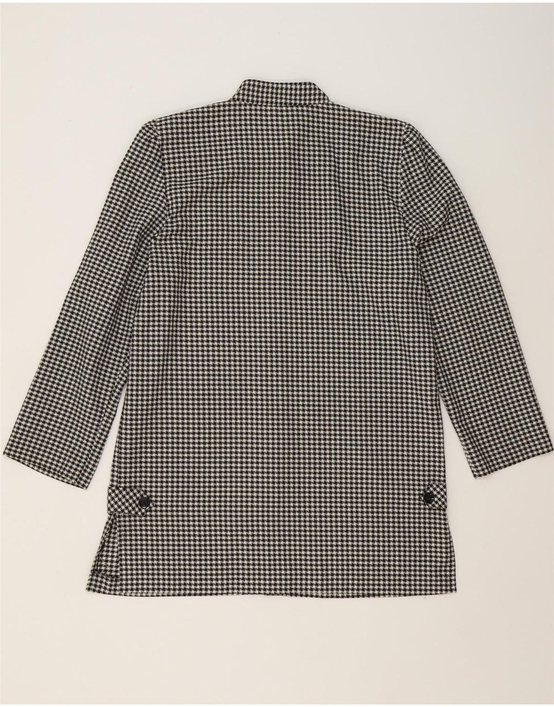VINTAGE Womens 5 Button Blazer Jacket UK 16 Large Grey Houndstooth Vintage Vintage and Second-Hand Vintage from Messina Hembry 