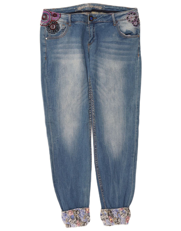 Женские джоггеры с рисунком Desigual, узкие джинсы W34 L30, синий хлопок