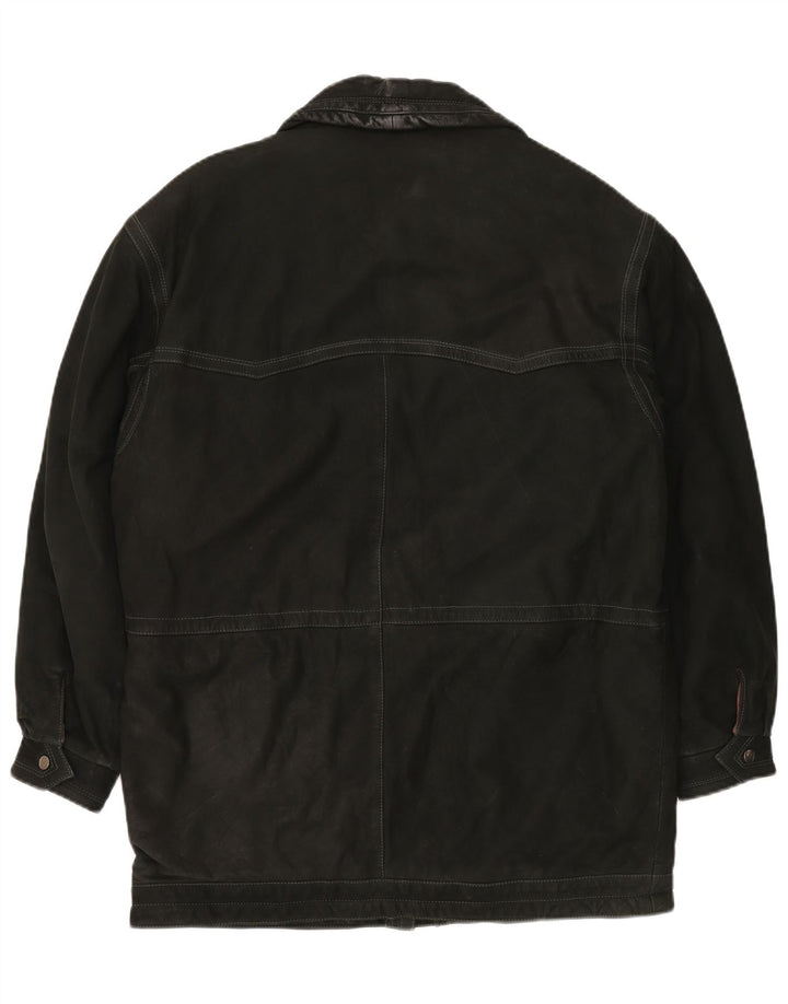 VINTAGE Мужское кожаное пальто IT 52 XL Черное кожаное