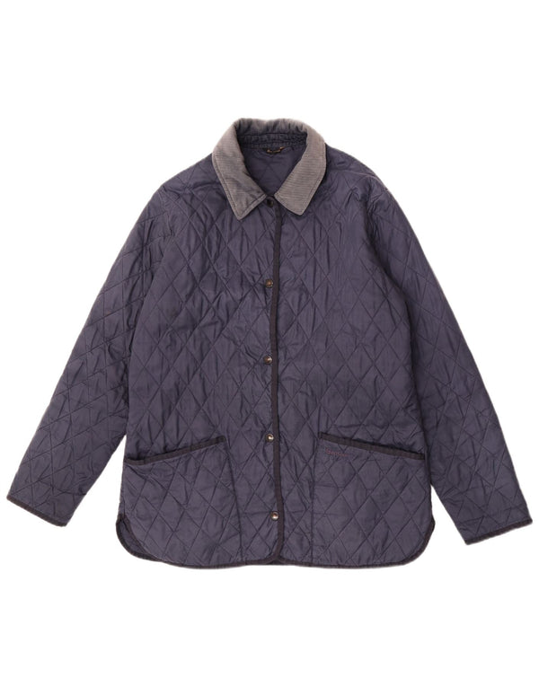 Женская стеганая куртка Barbour UK 14, большая, темно-синяя, полиамид