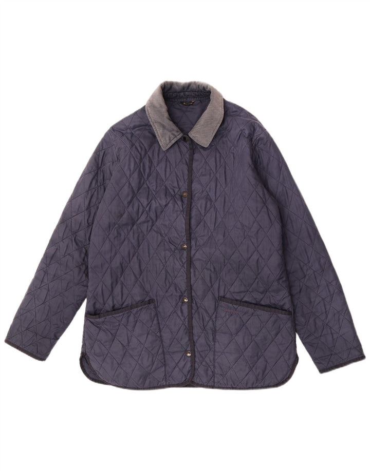 Женская стеганая куртка Barbour UK 14, большая, темно-синяя, полиамид