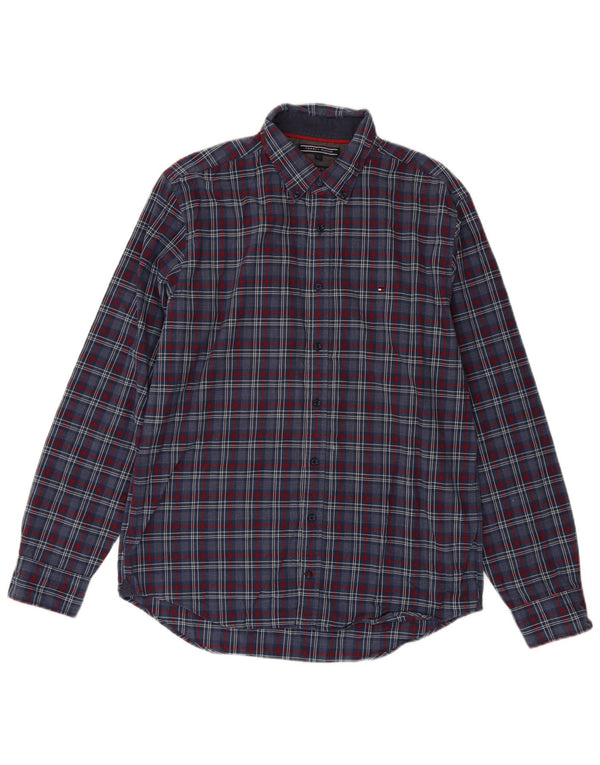 Мужская рубашка в клетку Tommy Hilfiger New York, хлопковая, большая синяя клетка