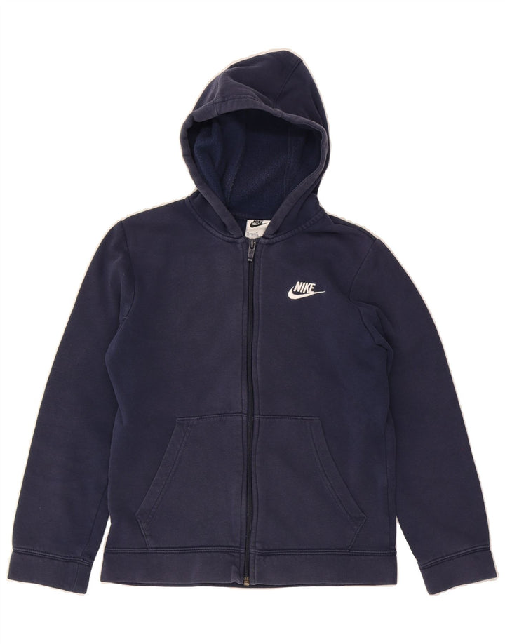 NIKE Boys Zip Hoodie Sweater 10-11 Years Medium Navy Blue Vintage Nike and Second-Hand Nike from Messina Hembry 