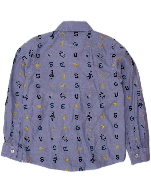 Рубашка с рисунком GUESS для мальчиков 3-4 лет, синяя, хлопок