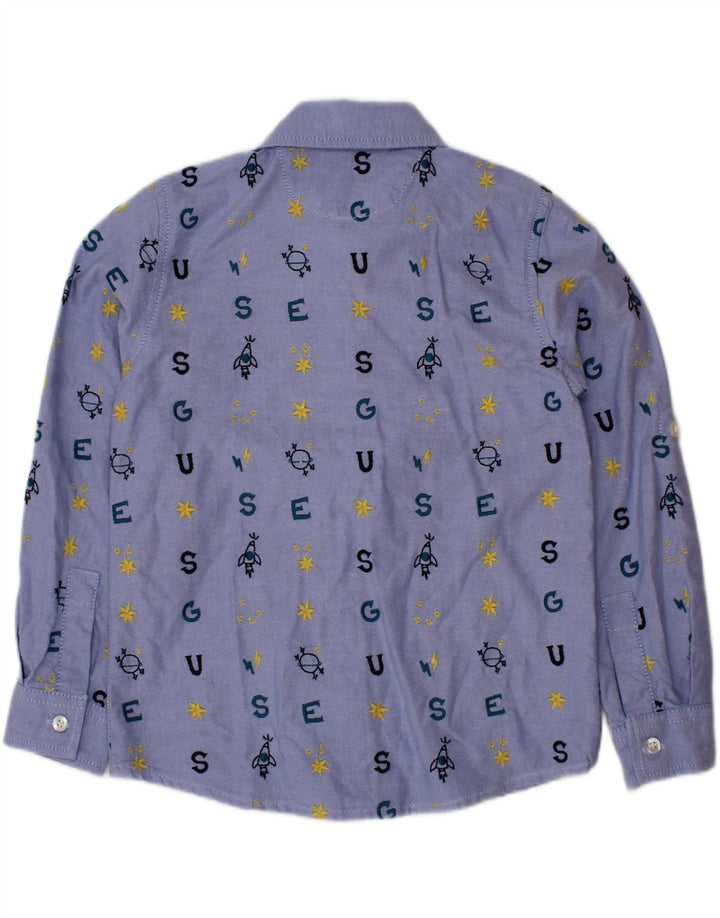 Рубашка с рисунком GUESS для мальчиков 3-4 лет, синяя, хлопок
