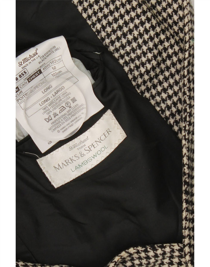 Мужской длинный пиджак Marks & Spencer UK 40, средний черный с узором «гусиные лапки»
