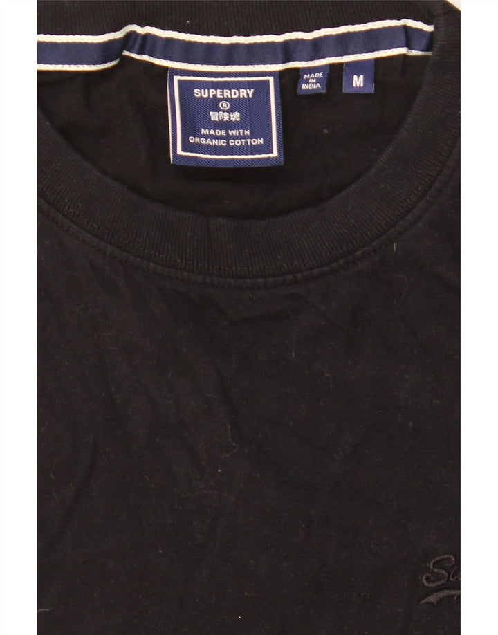 SUPERDRY Мужская футболка из хлопка среднего размера, черная