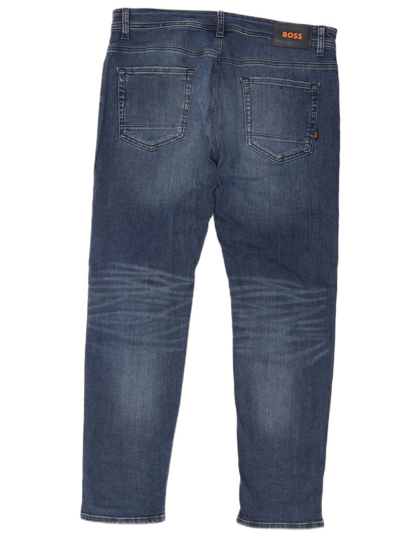 Мужские узкие джинсы Hugo Boss W34 L30 синие, хлопок