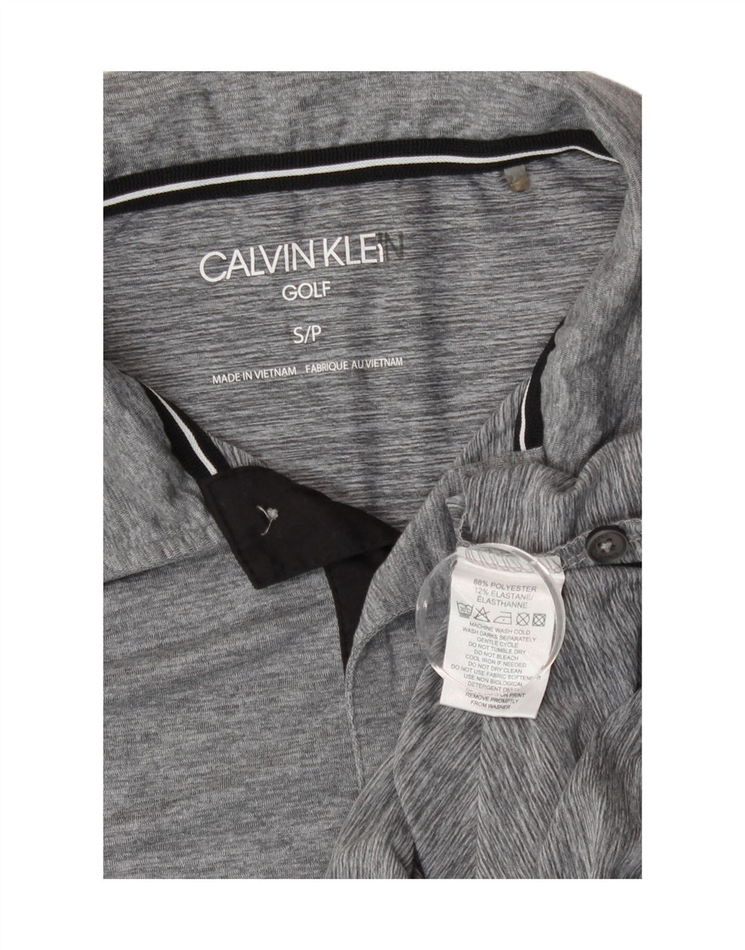 Мужская рубашка-поло для гольфа Calvin Klein, маленький серый полиэстер с крапинками
