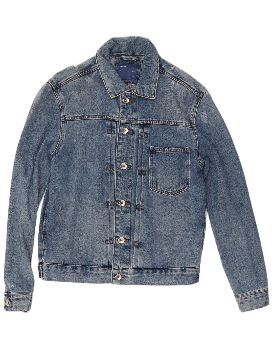 Мужская джинсовая куртка Zara UK 38, средний синий хлопок