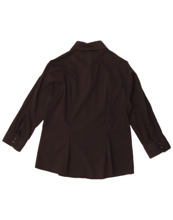 Женская блузка-рубашка с рукавом 3/4 Zara UK 18 XL, черный хлопок