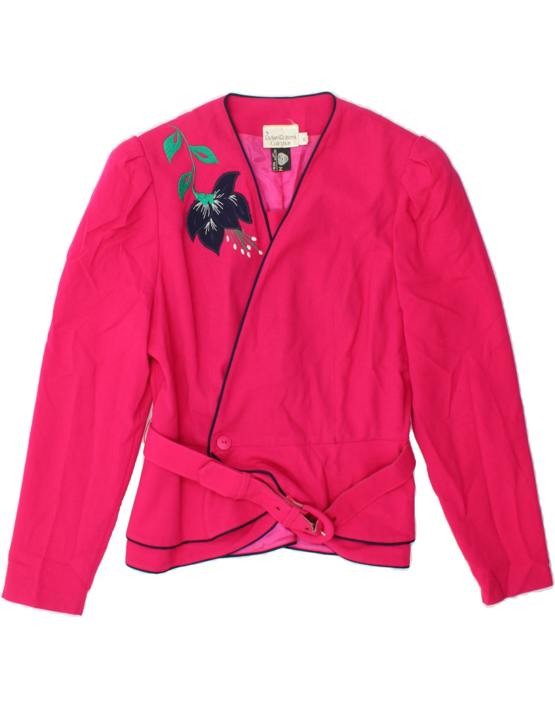 RICHARD ROBERTS Womens 1 Button Blazer Jacket UK 16 Large  Pink Floral Vintage Richard Roberts and Second-Hand Richard Roberts from Messina Hembry 