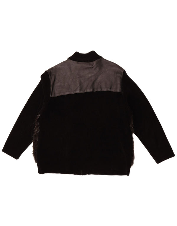 ВИНТАЖНАЯ женская кожаная куртка UK 18 XL, черная кожа