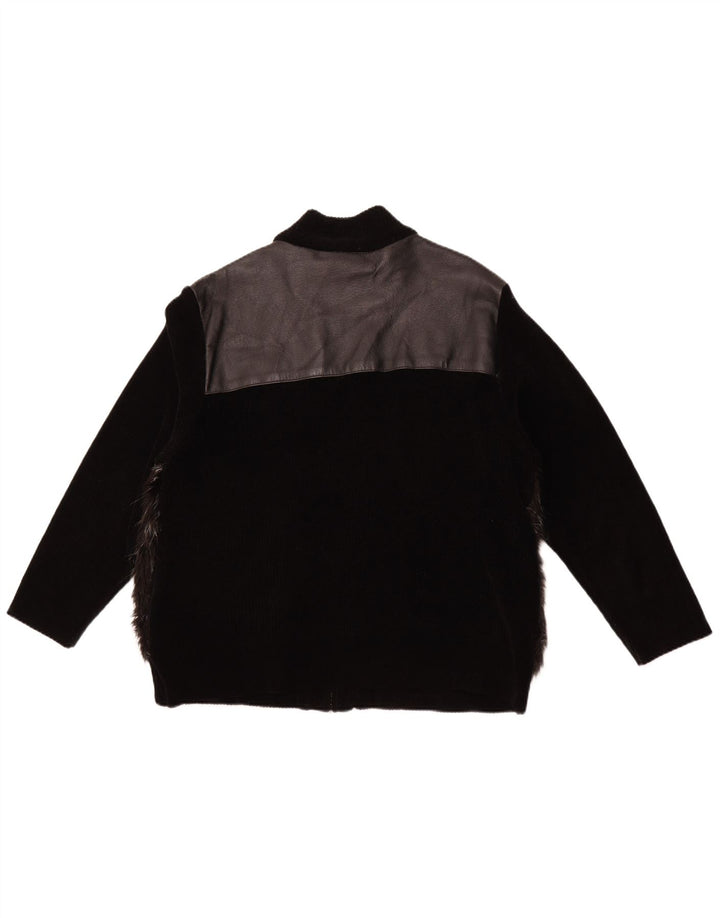 ВИНТАЖНАЯ женская кожаная куртка UK 18 XL, черная кожа